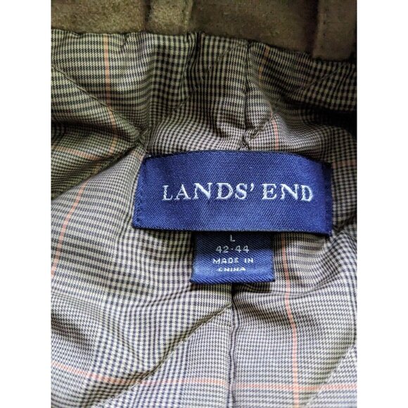 Lands End Blazer Tan Cotton Quilted Lined Three Button Jacket Mens Size L 42-44 - Picture 4 of 11